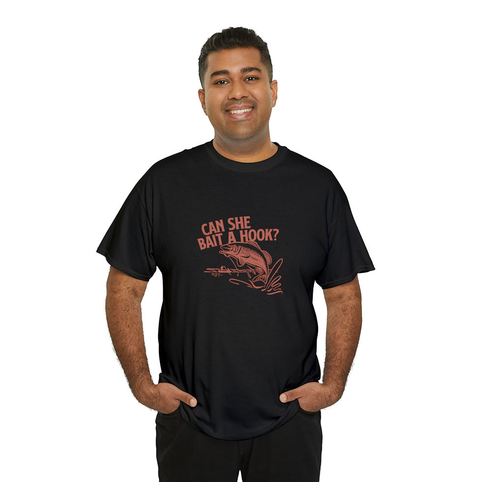 Thumbnail: "Can She Bait a Hook?" Unisex Heavy Cotton Tee