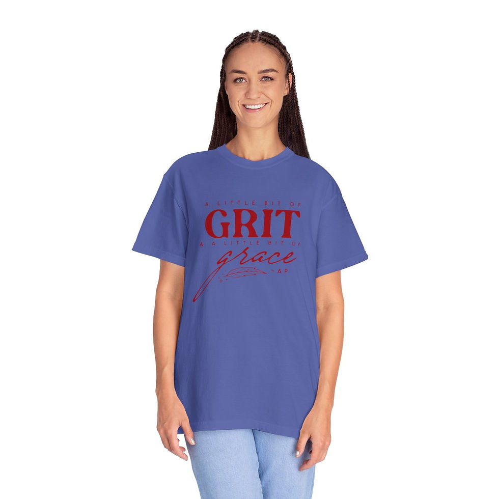 Thumbnail: "A Little Bit of Grit & A Little Bit of Grace" Garment-Dyed T-shirt (Red)