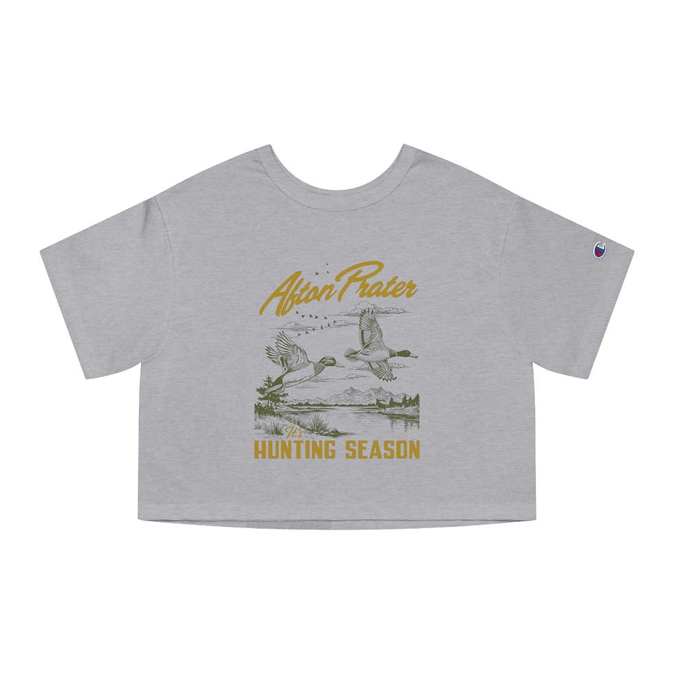 Thumbnail: "It's Hunting Season" With Logo Champion Heritage Cropped T-Shirt (Yellow)