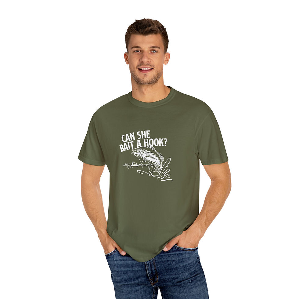 Thumbnail: "Can She Bait a Hook?" Unisex Garment-Dyed T-shirt
