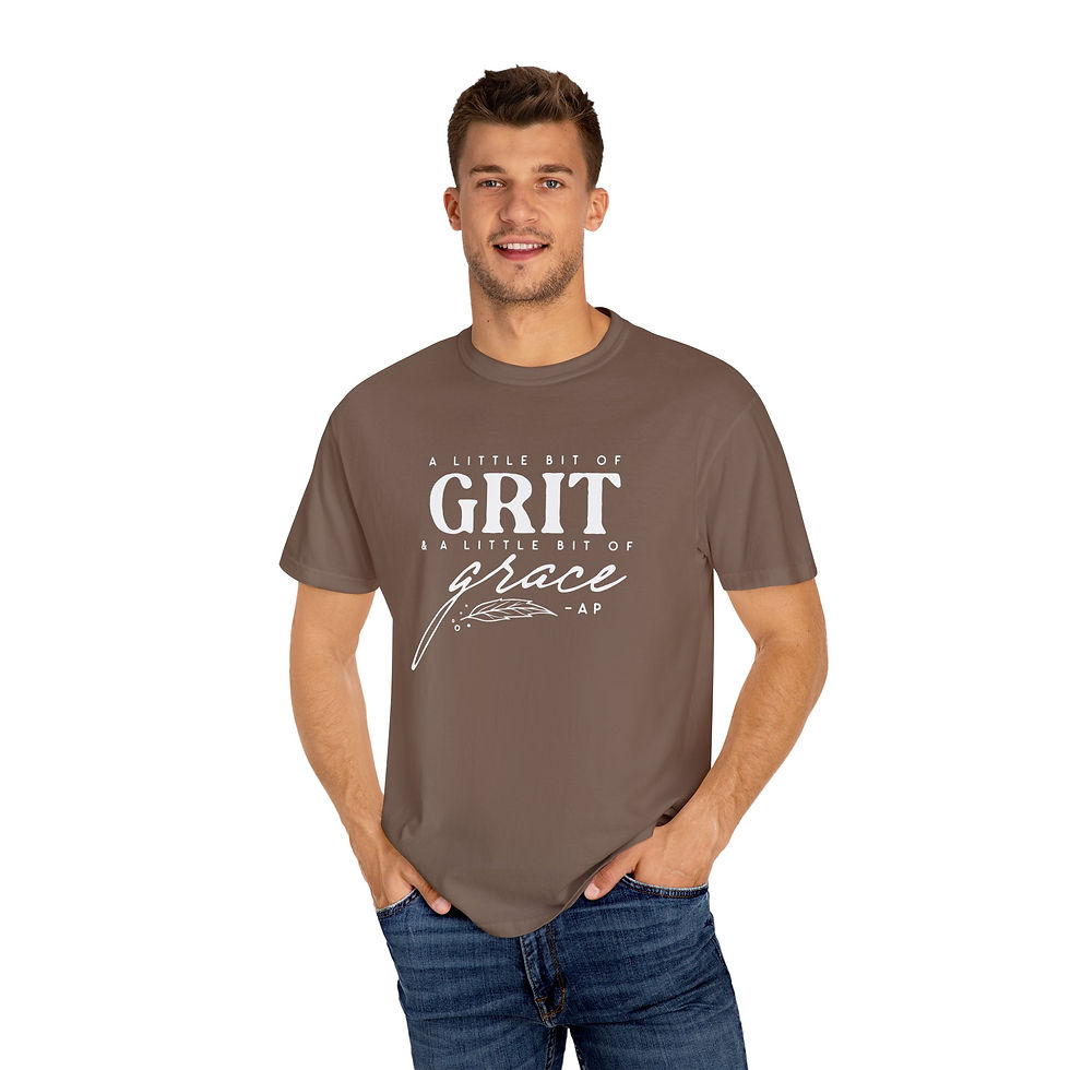 Thumbnail: "A Little Bit of Grit & A Little Bit of Grace" Garment-Dyed T-shirt (White)