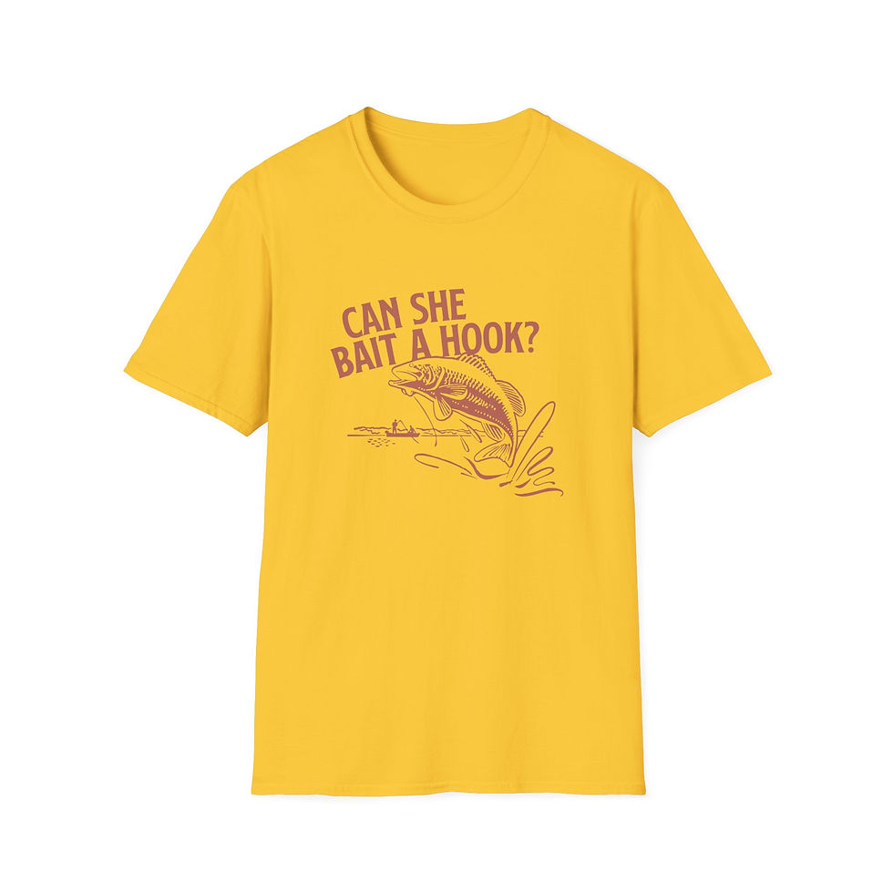 Thumbnail: "Can She Bait a Hook?" Unisex Softstyle T-Shirt
