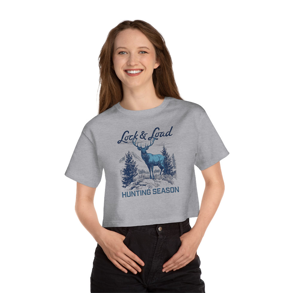 Thumbnail: "Lock & Load- It's Hunting Season" Champion Heritage Cropped T-Shirt
