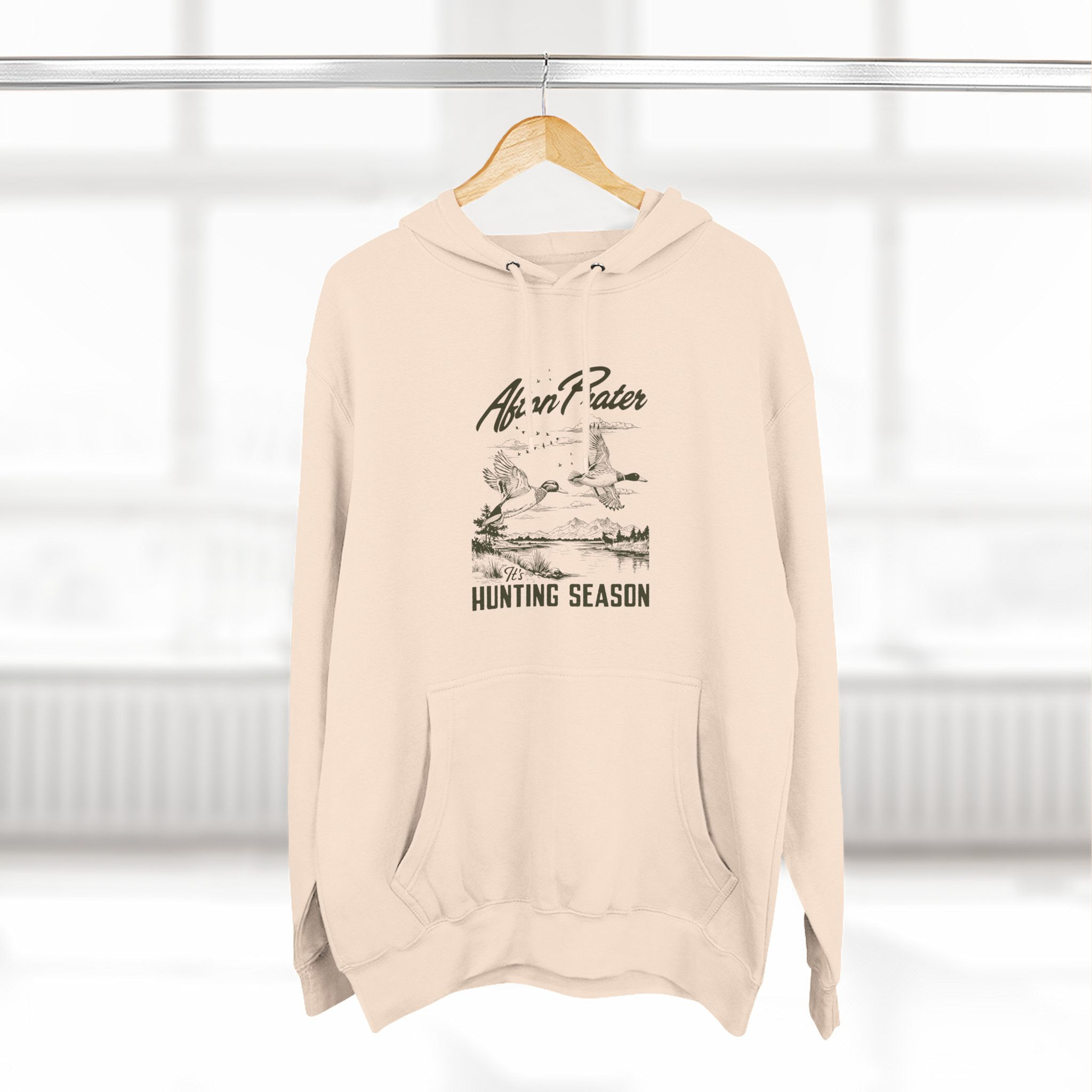 "It's Hunting Season" With Logo Unisex Premium Pullover Hoodie (Black)