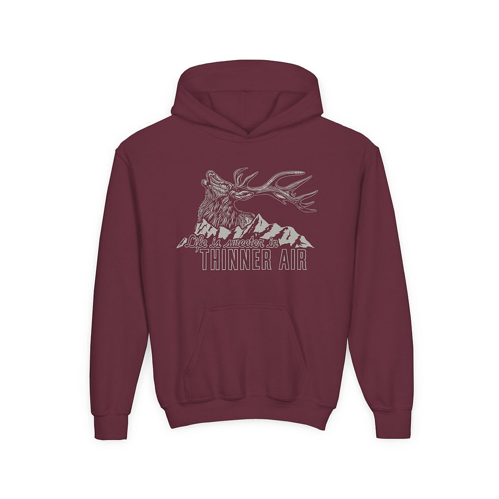 Thumbnail: "Life is Sweeter in Thinner Air" Youth Heavy Blend Hoodie (White)