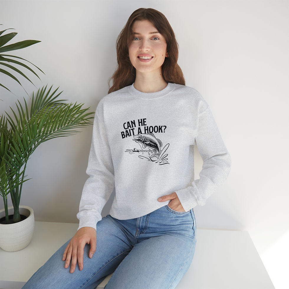 Thumbnail: "Can He Bait a Hook?" Unisex Heavy Blend™ Crewneck Sweatshirt 