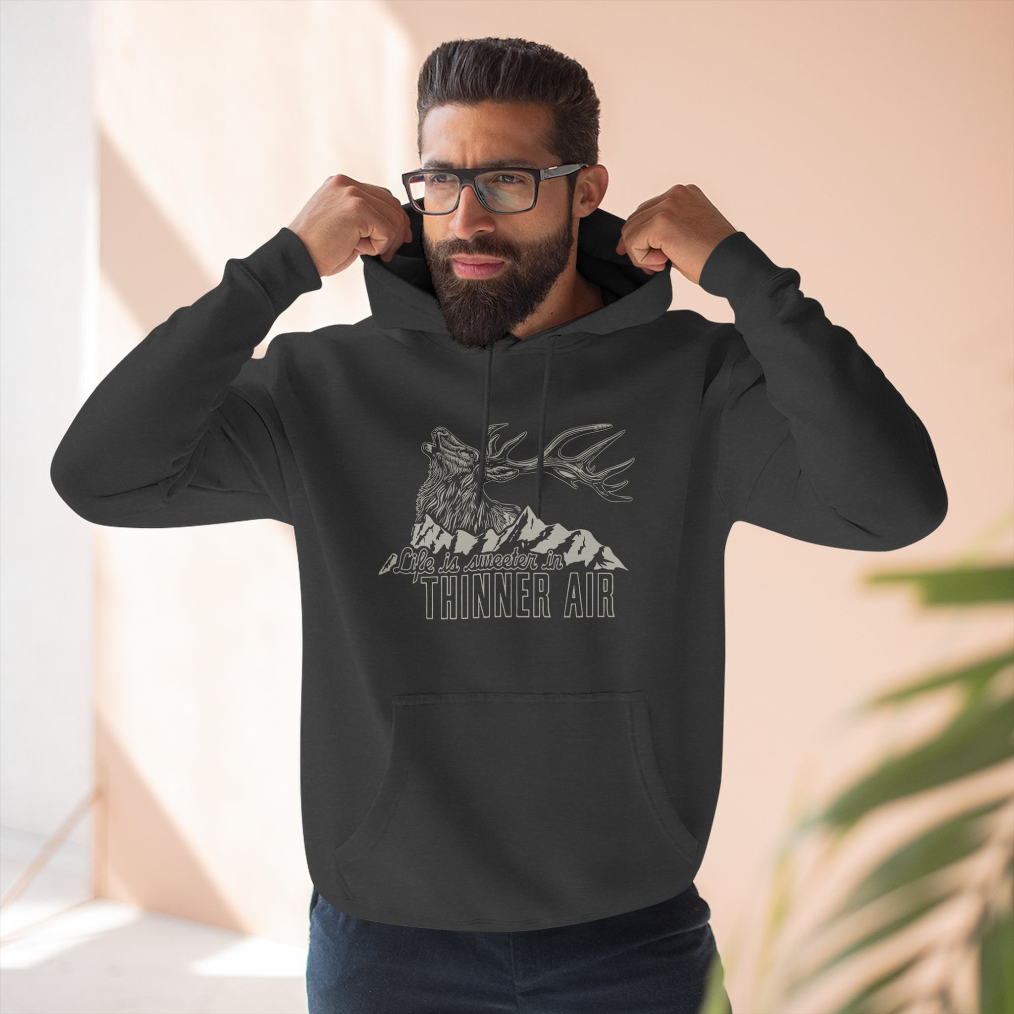 "Life is Sweeter in Thinner Air" Unisex Premium Pullover Hoodie (White)