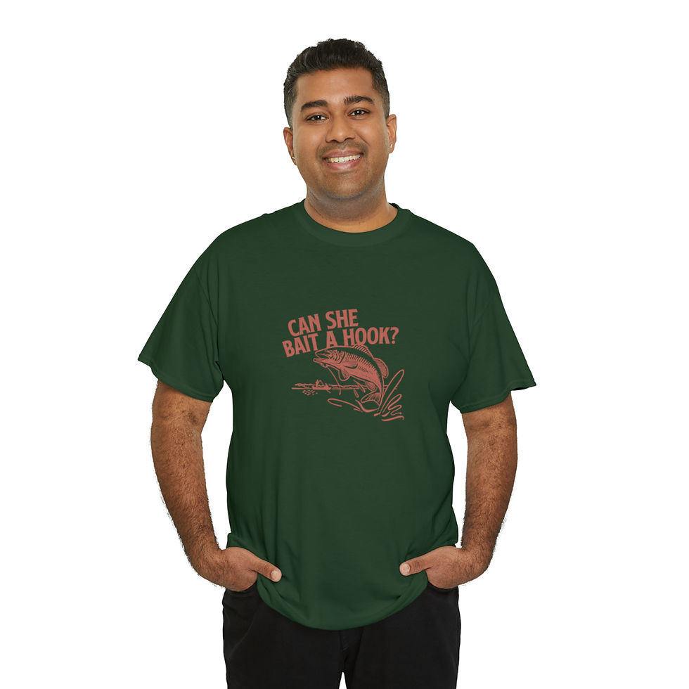 Thumbnail: "Can She Bait a Hook?" Unisex Heavy Cotton Tee