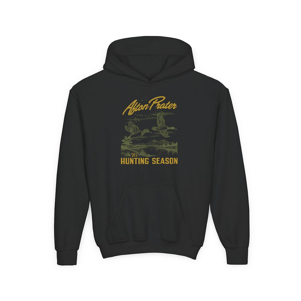 Thumbnail: "It's Hunting Season" With Logo Youth Heavy Blend Hoodie (Yellow)