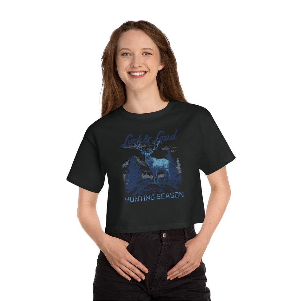 Thumbnail: "Lock & Load- It's Hunting Season" Champion Heritage Cropped T-Shirt