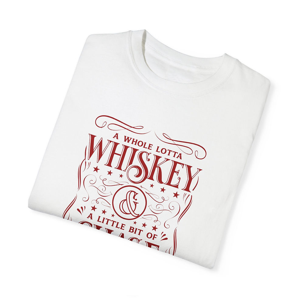 Thumbnail: "A Whole Lotta Whiskey & A Little Bit of Chase" Garment-Dyed T-shirt (Red)
