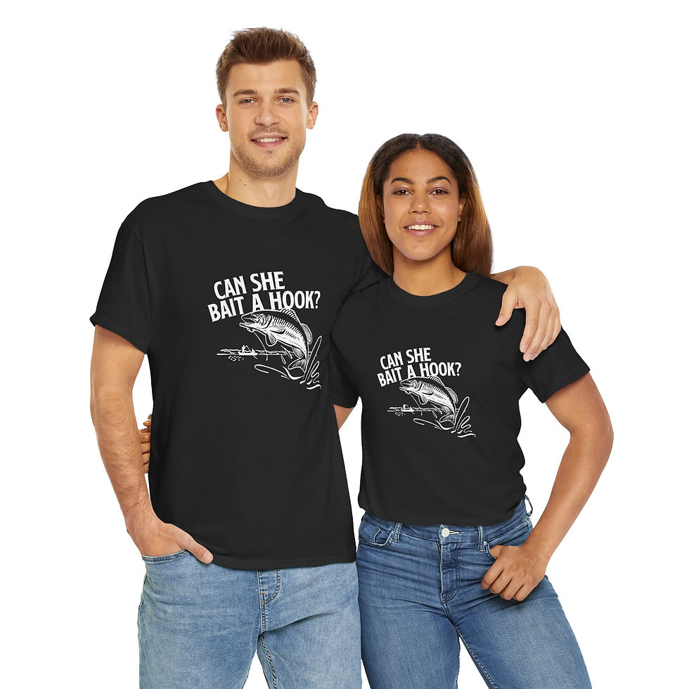 Thumbnail: "Can She Bait a Hook?" Unisex Heavy Cotton Tee