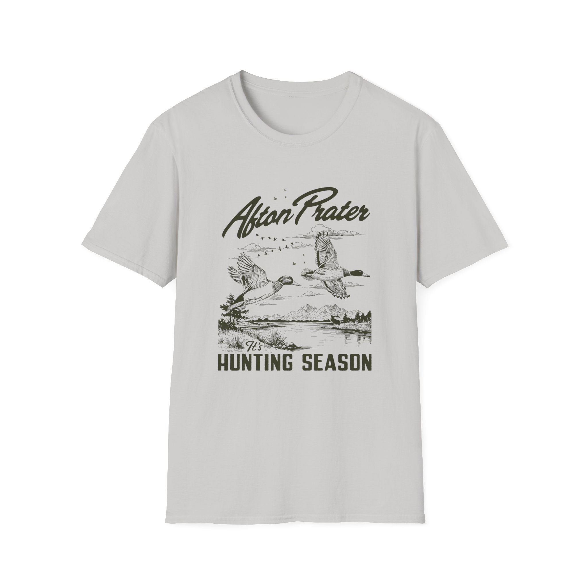 "It's Hunting Season" With Logo Unisex Softstyle T-Shirt (Black)