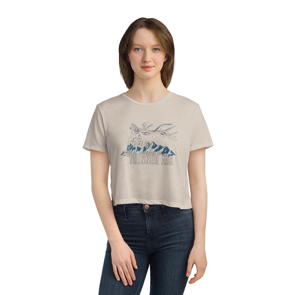 Thumbnail: "Life is Sweeter in Thinner Air" Flowy Cropped Tee (Blue & Black)