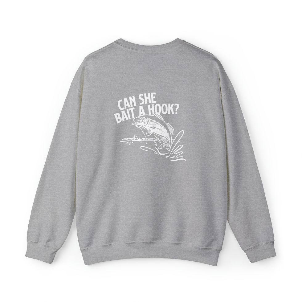 Thumbnail: "Can She Bait a Hook?" (On Back) Unisex Heavy Blend™ Crewneck (Logo on Front)