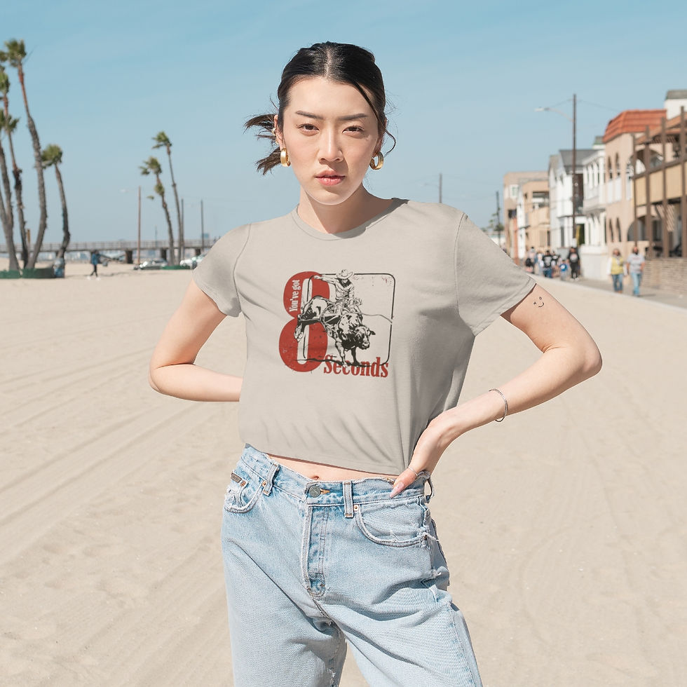 Thumbnail: Bull Rider "You've Got 8 Seconds" Women's Flowy Cropped Tee 