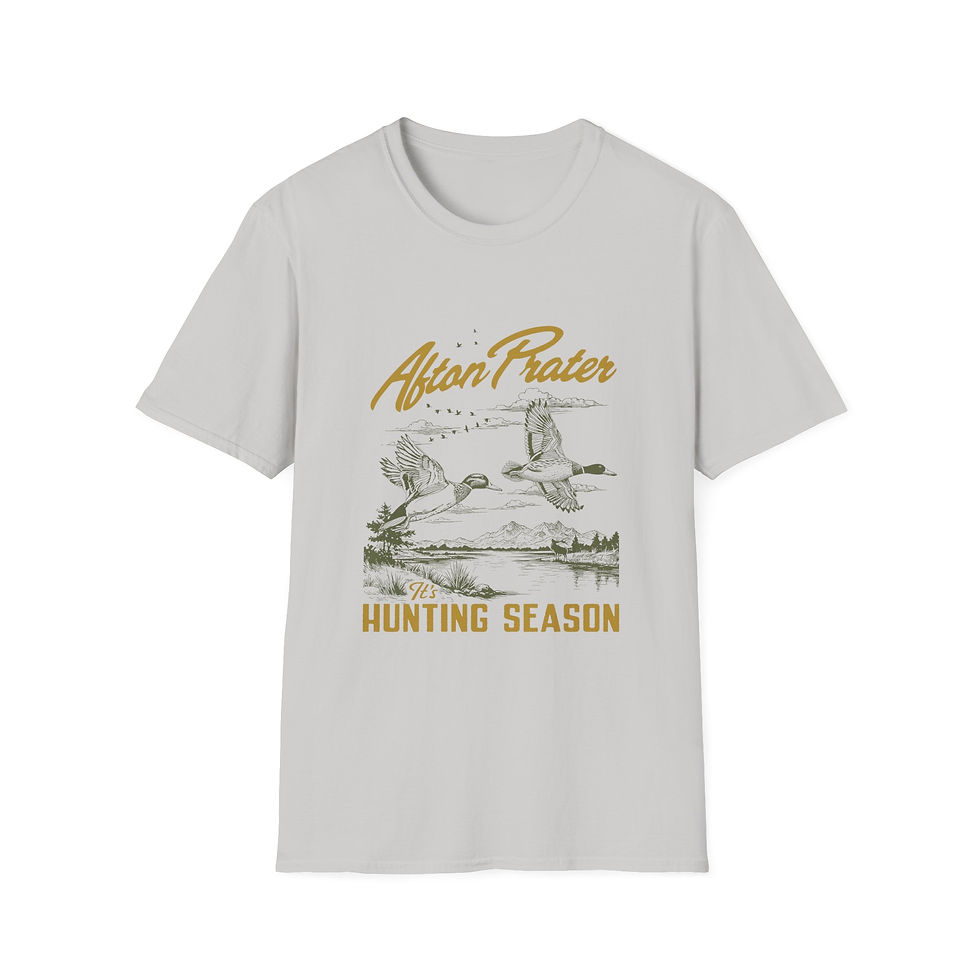  "It's Hunting Season" With Ducks Unisex Softstyle T-Shirt (Logo)