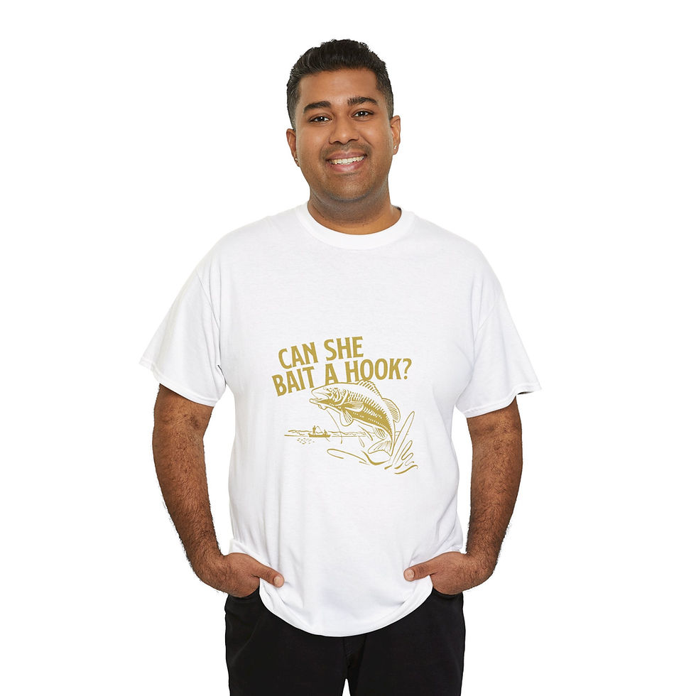 Thumbnail: "Can She Bait a Hook?" Unisex Heavy Cotton Tee