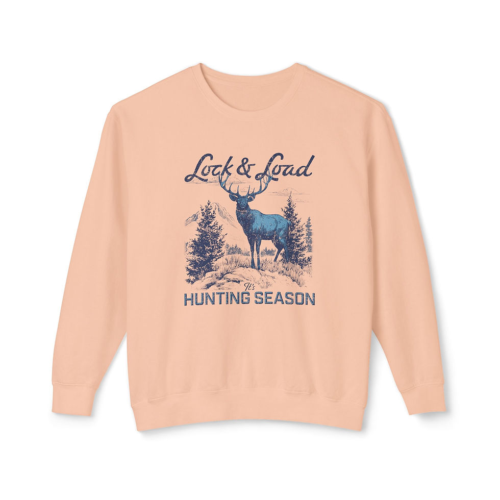 Thumbnail: "Lock & Load- It's Hunting Season" Unisex Lightweight Crewneck Sweatshirt