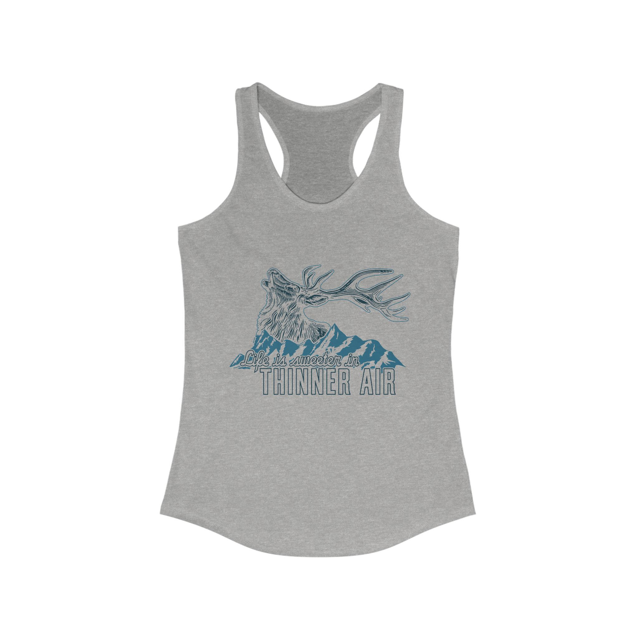"Life is Sweeter in Thinner Air" Women's Ideal Racerback Tank (Blue & Black)