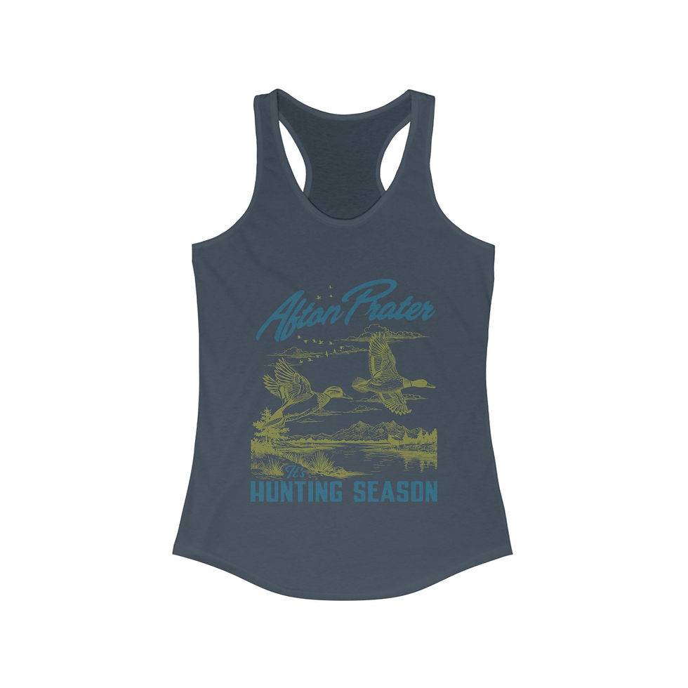 Thumbnail: "It's Hunting Season" With Logo Women's Ideal Racerback Tank (Blue)