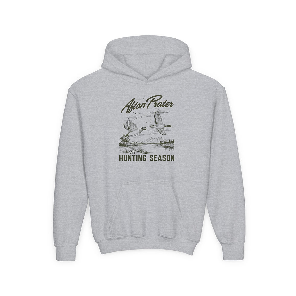 Thumbnail: "It's Hunting Season" With Logo Youth Heavy Blend Hoodie (Black)