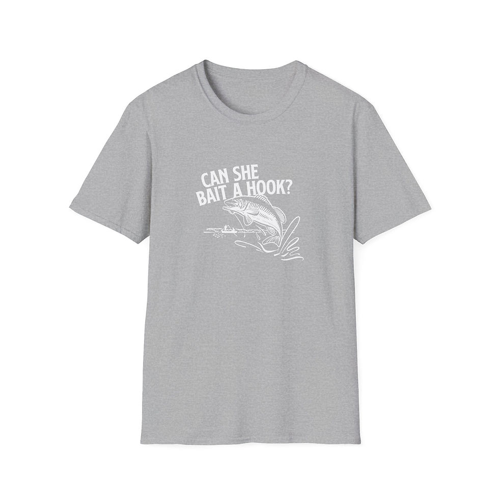Thumbnail: "Can She Bait a Hook?" Unisex Softstyle T-Shirt