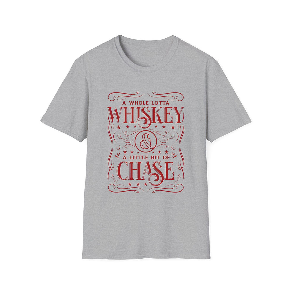 Thumbnail: "A Whole Lotta Whiskey & A Little Bit of Chase" Unisex Softstyle T-Shirt (Red)