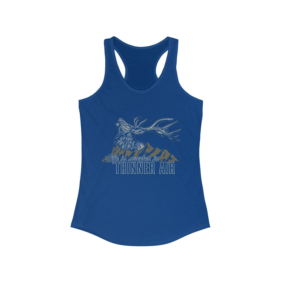 Thumbnail: "Life is Sweeter in Thinner Air" Women's Ideal Racerback Tank (White & Grey)