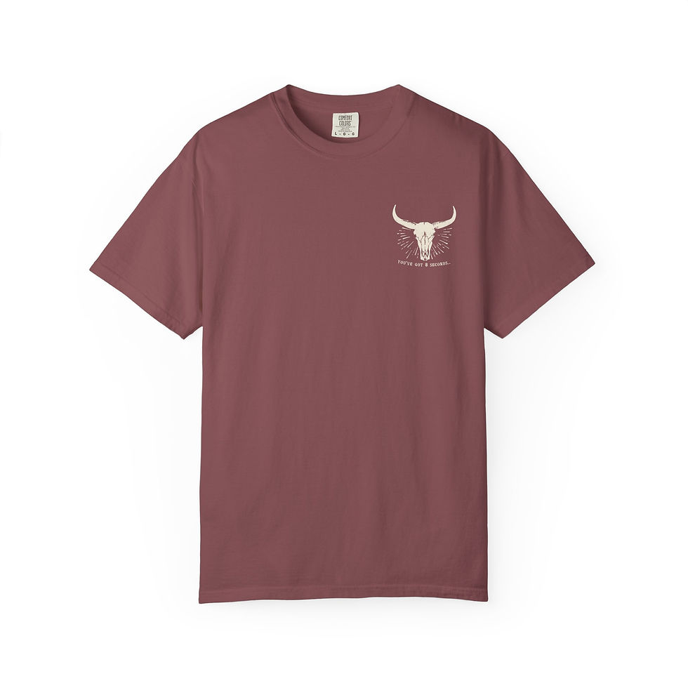Thumbnail: Bull With Logo (On Back) "You've got 8 seconds" (On Front) Unisex T-shirt