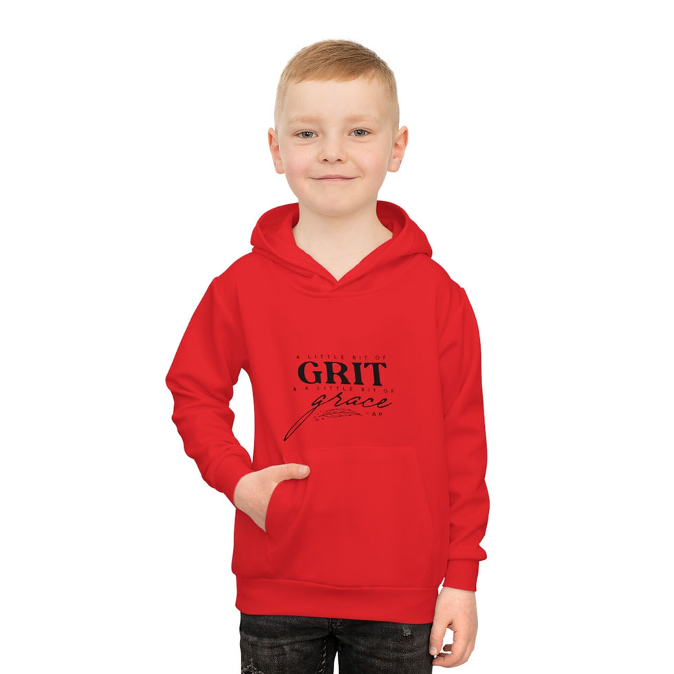 Thumbnail: "A Little Bit of Grit & A Little Bit of Grace" Children's Hoodie (AOP) (Black)