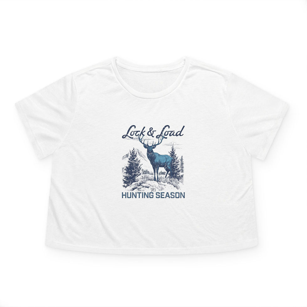 Thumbnail: "Lock & Load- It's Hunting Season" Flowy Cropped Tee