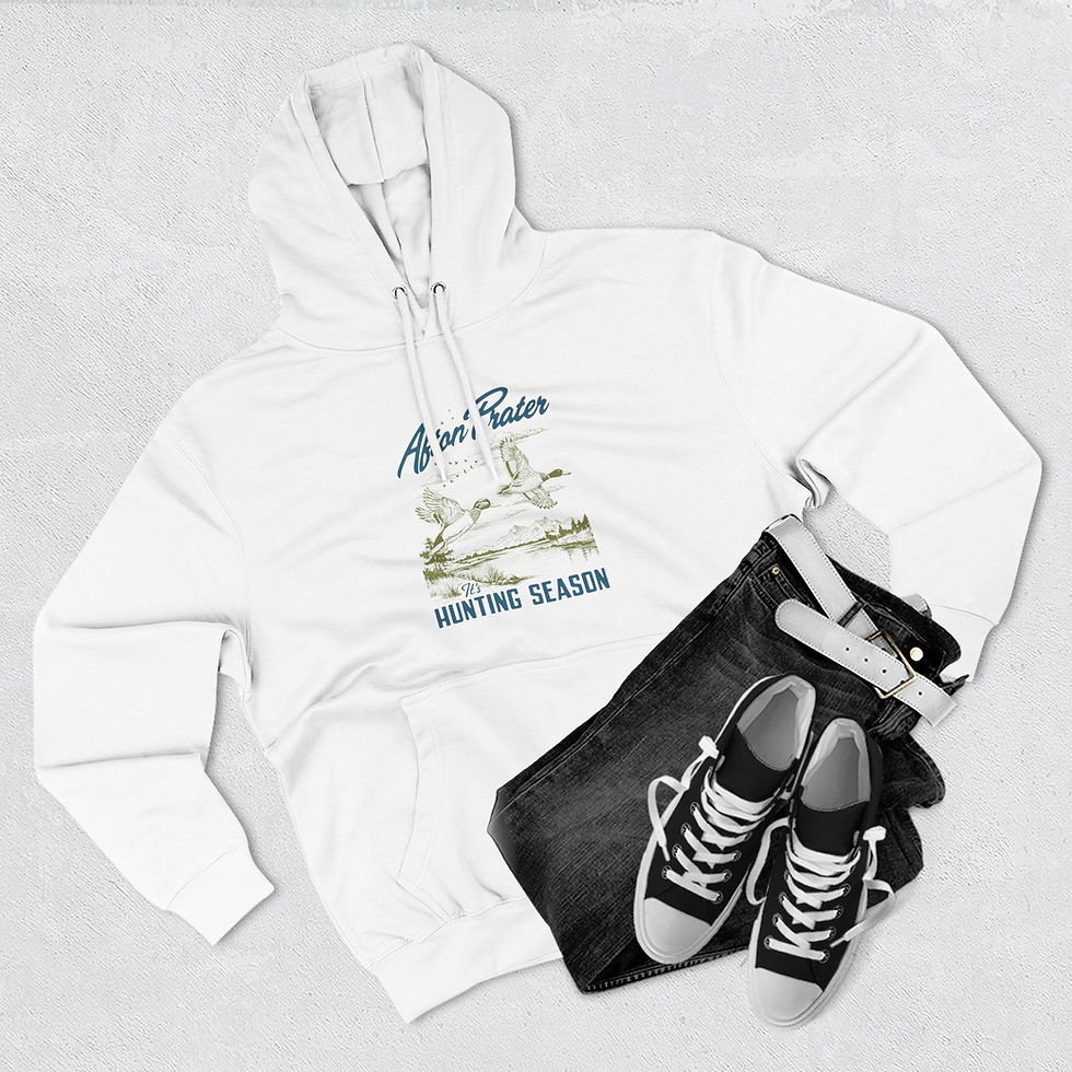 Thumbnail: "It's Hunting Season" With Logo Unisex Premium Pullover Hoodie (Blue)