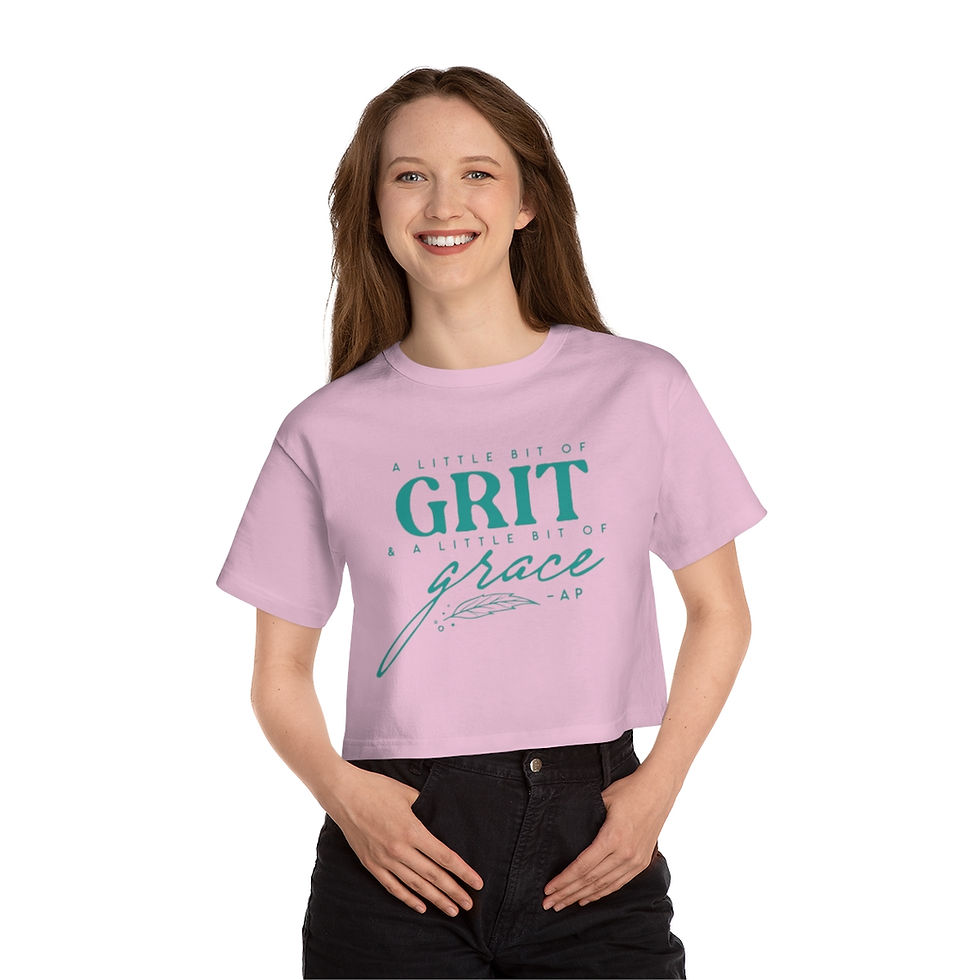 Thumbnail: "A Little Bit of Grit & A Little Bit of Grace" Cropped T-Shirt (Turquoise)