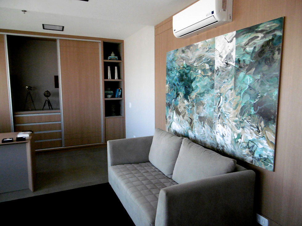 Sala decorada abstrato organico