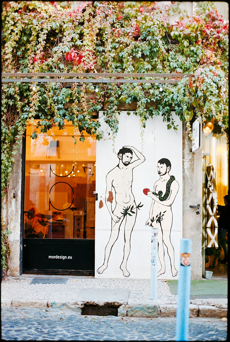 A picture illustrating Adam and Eve in the garden.