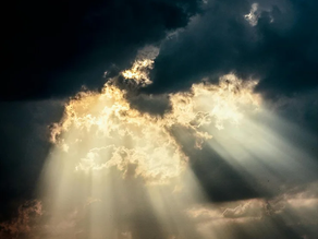 A light shinning out of the cloud.