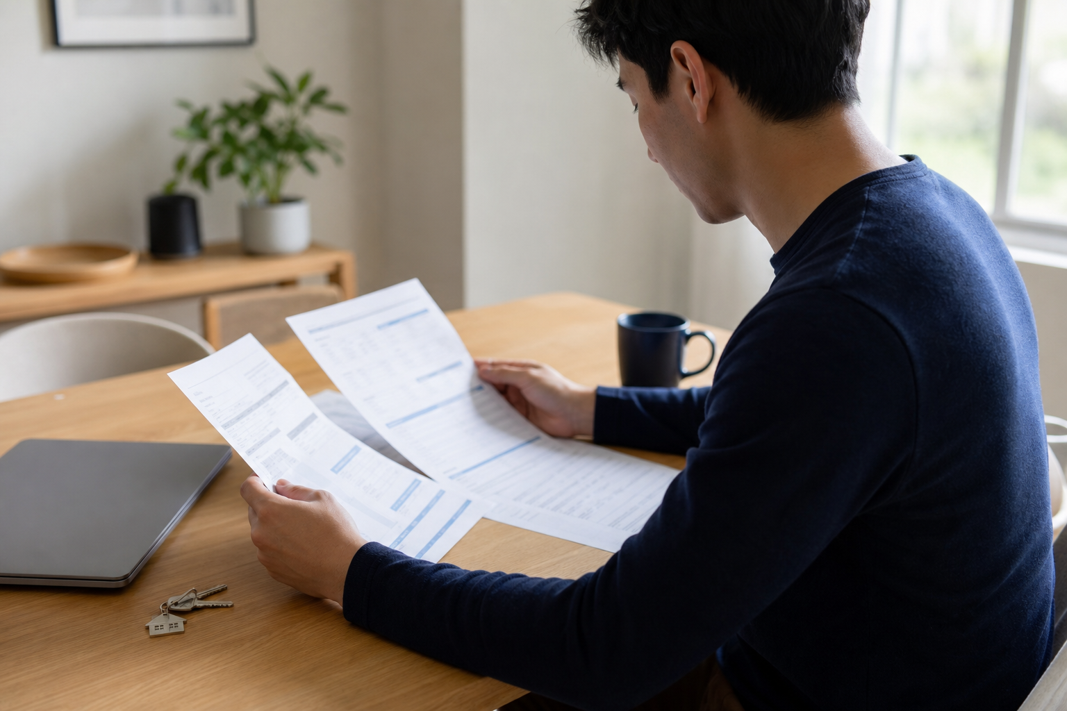 Homebuyer reviewing cash needed for a home purchase