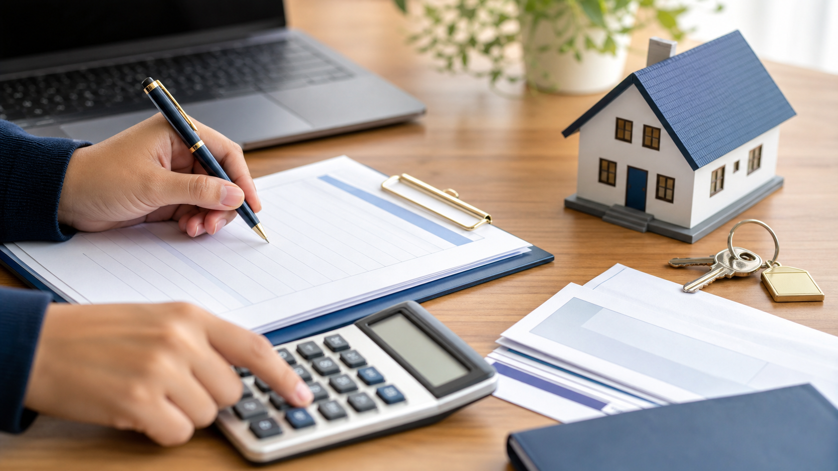 Borrower calculating income, debts, and housing costs for mortgage affordability