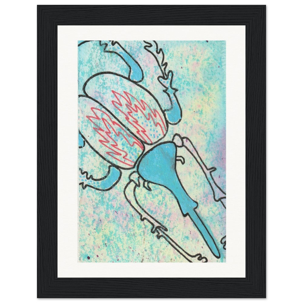 Framed Blue Bug Print