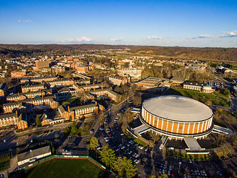 Ohio University Athens from above during spring