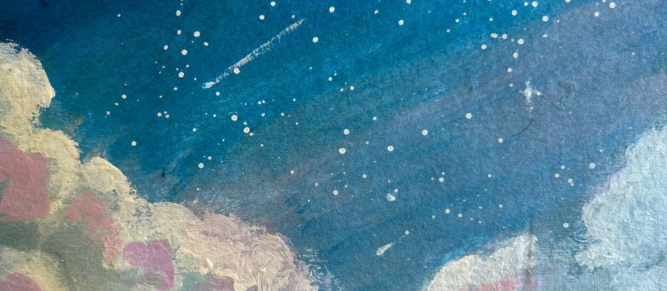 雲間に瞬く星月夜-三日月 アート