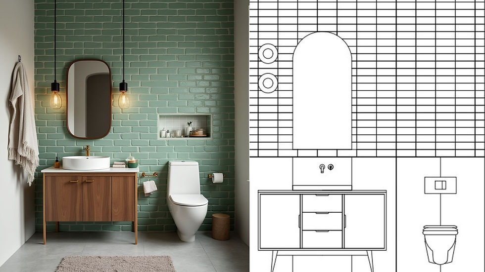 שרטוט חזית לפני הפקת הדמיה אדריכלית עם AI