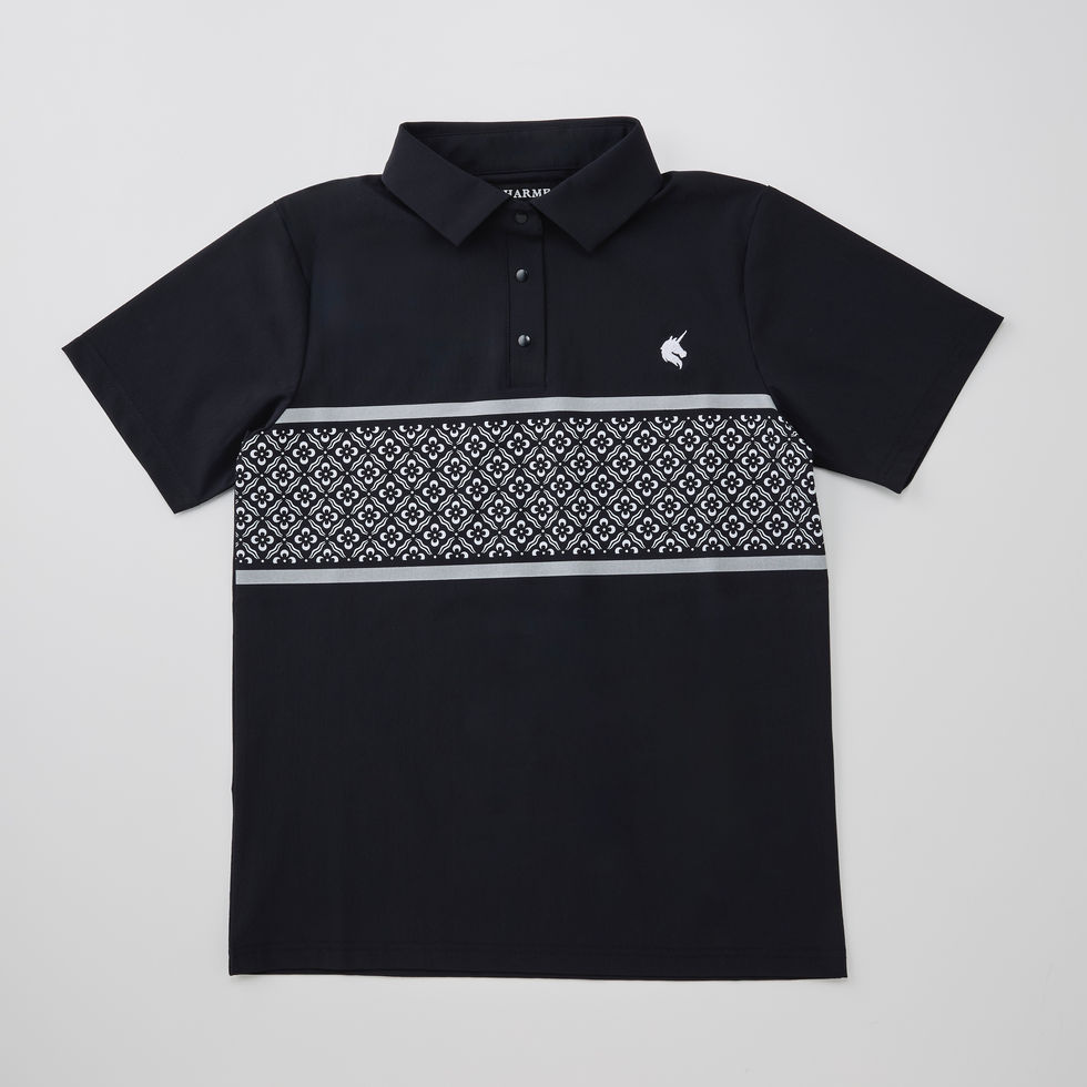 ターキッシュタイル柄のゴルフ用ポロシャツ（CHARME・接触冷感素材）