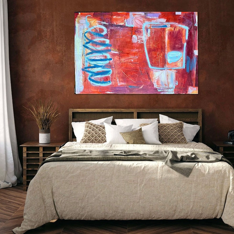 Thumbnail: Orange Red Blue Abstract Large Painting