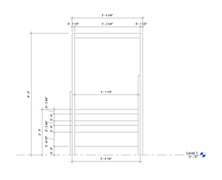 Daybed short side elevation with dimensions.