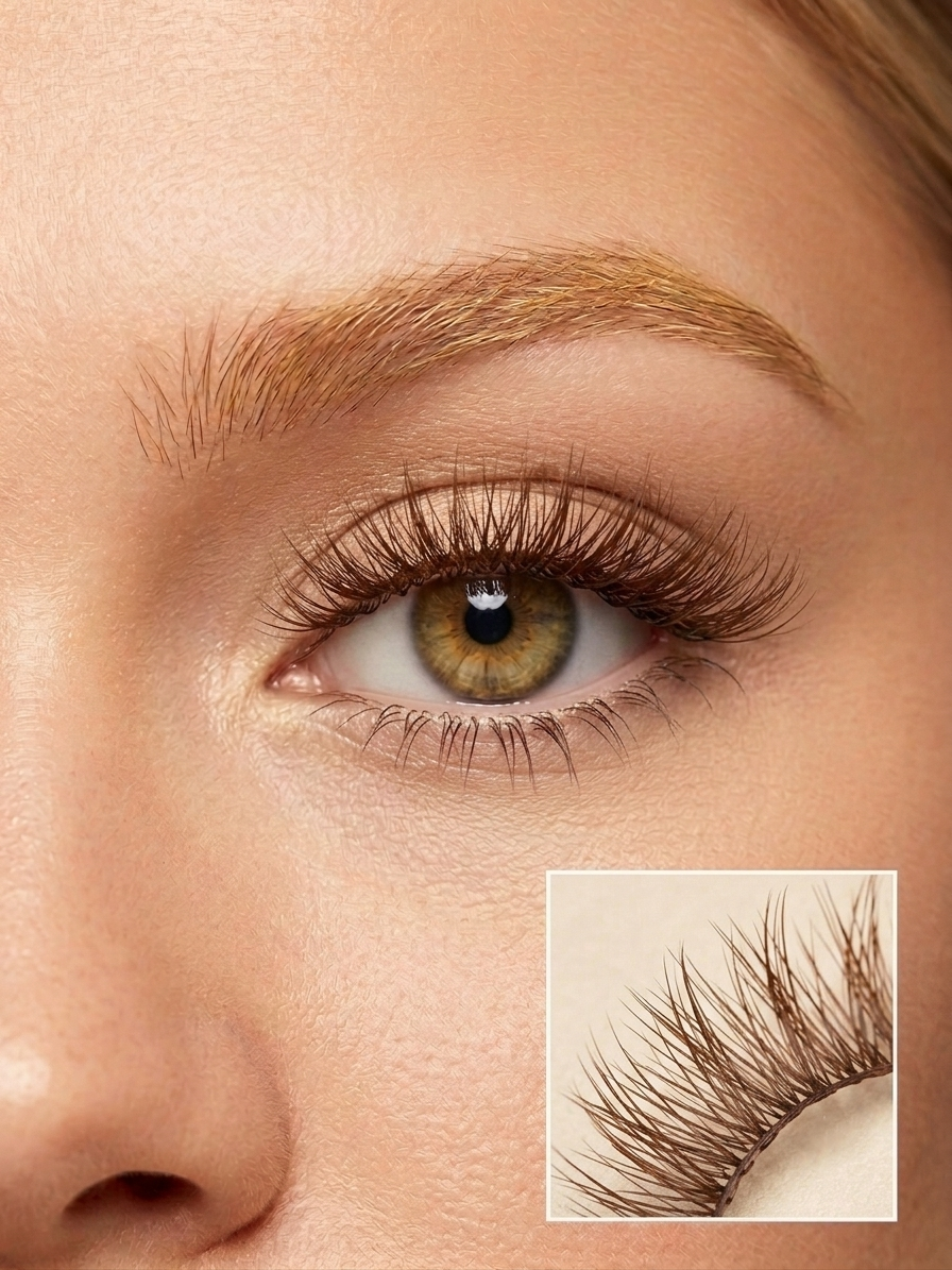 Thumbnail: Brown Faux Mink Strip Eyelashes Style 15