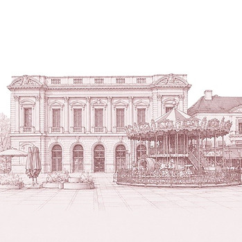 Dessin de la Place Travot à Cholet
