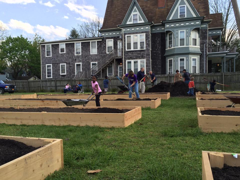Topping off the garden beds