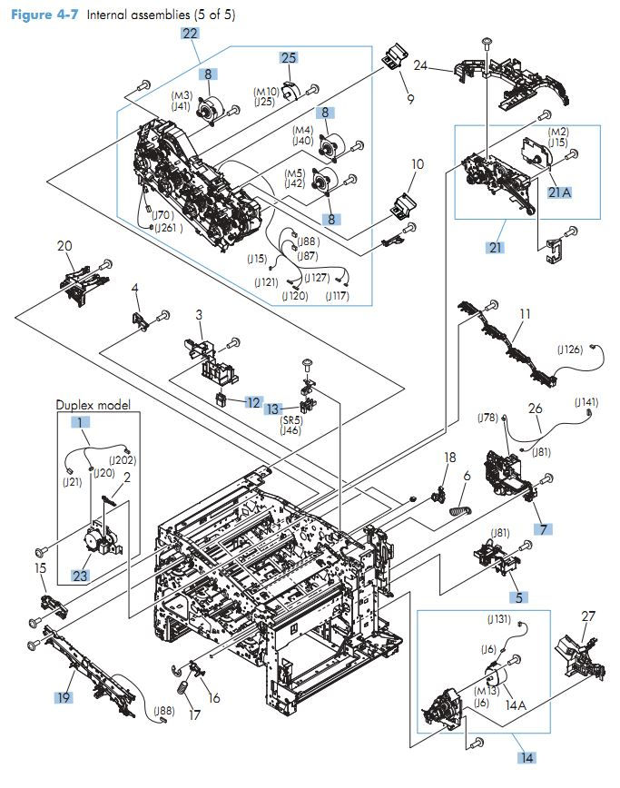 HP M551 Laser Printer Part Diagrams